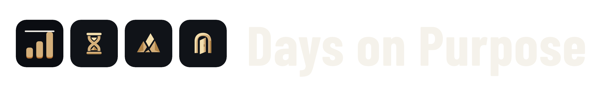 The Days on Purpose logo in light type, for dark backgrounds.